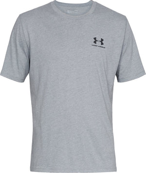 Under armour ua m sportstyle lc ss-gry heren sportshirt - steel light heather - zwart