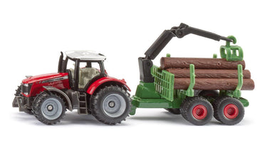 Siku tractor massey ferguson met bosbeheer trailer 1343