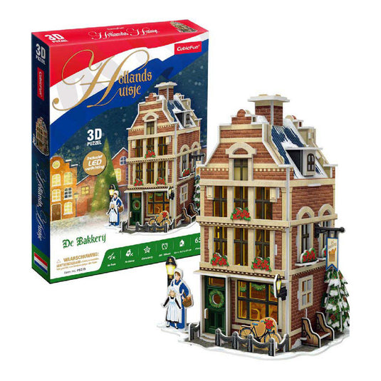 Cubic fun 3d puzzel hollanse bakkerij met led verlichting - 65st.