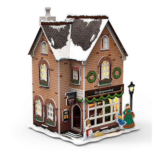 Cubic fun 3d puzzel klompenmakerij led verlichting kerstdorp speelgoed.