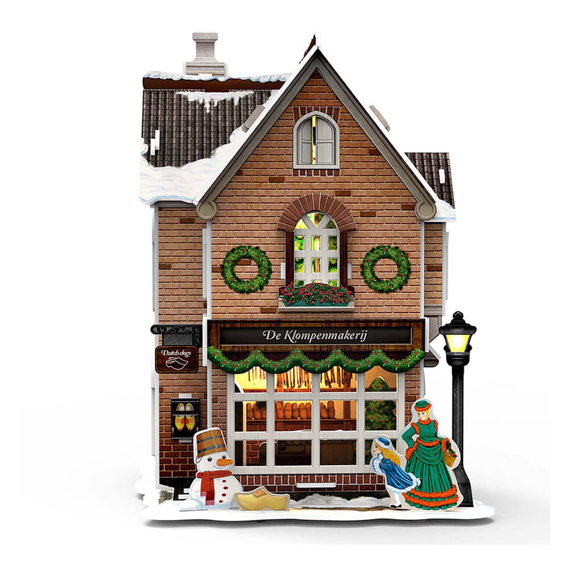 Afbeelding laden in galerijviewer, Cubic fun 3d puzzel klompenmakerij led verlichting kerstdorp speelgoed.
