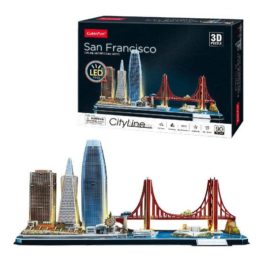 Cubic fun 3d puzzel city line san francisco met led verlichting