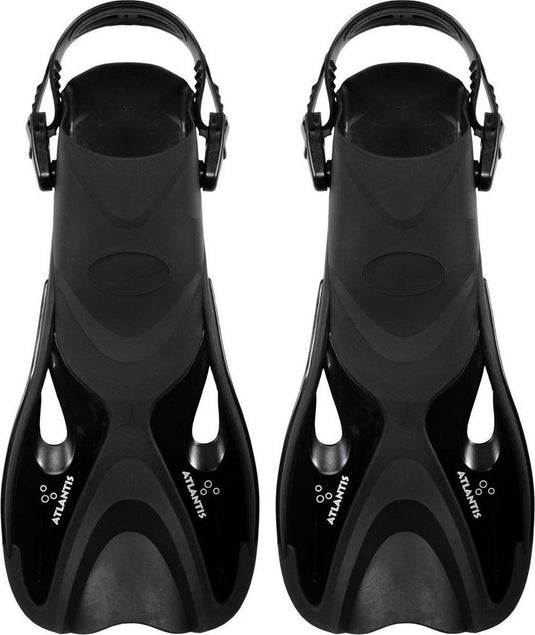 Atlantis dolphin - flippers - zwemvliezen - verstelbare hielstrap - voor zwemmen snorkelen - kinderen - zwart - 30-36