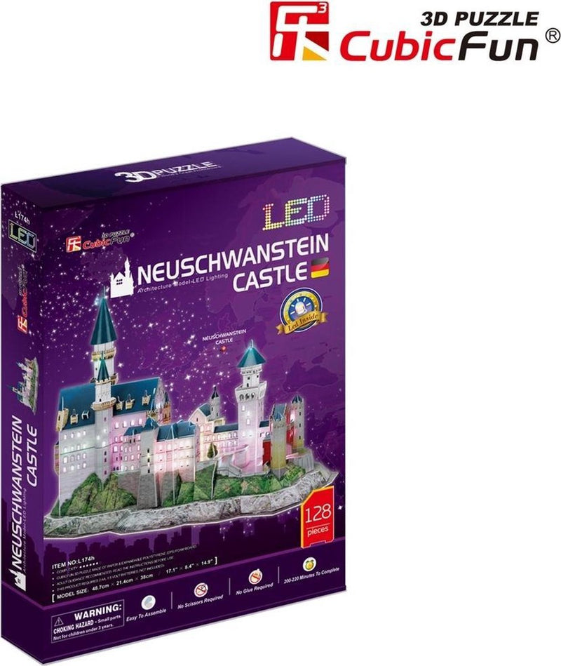Afbeelding laden in galerijviewer, Cubic fun 3d-puzzel neuschwanstein castle - met led-verlichting - 128 stukjes
