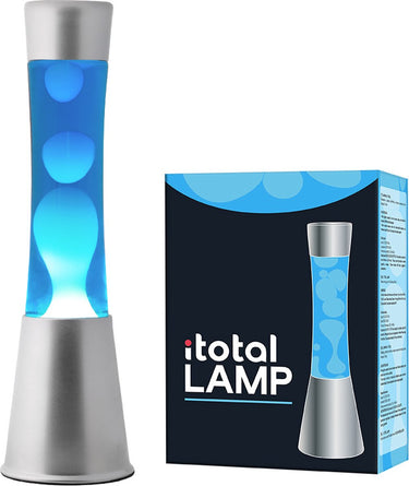 I-total lavalamp - lava lamp - sfeerlamp - 40x11 cm - glas aluminium - 30w - blauw met witte lava - zilvergrijs - xl1791