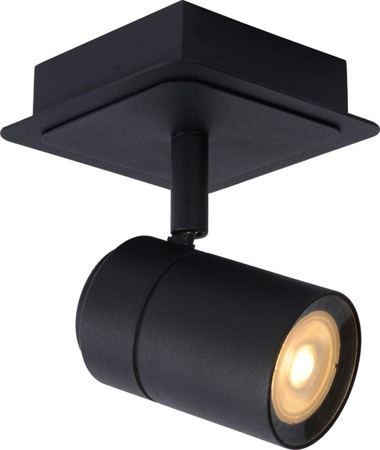 Lucide lennert - plafondspot (plafondlamp) badkamer - led dimbaar - gu10 - 1x5w 3000k - ip44 - zwart