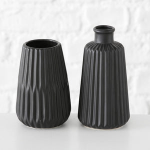 Boltze home vaas esko keramiek h17cm zwart dia 8 cm