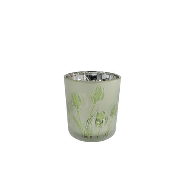 Theelichthouder tulip s ass kleur glas 7,5x7,5x8cm