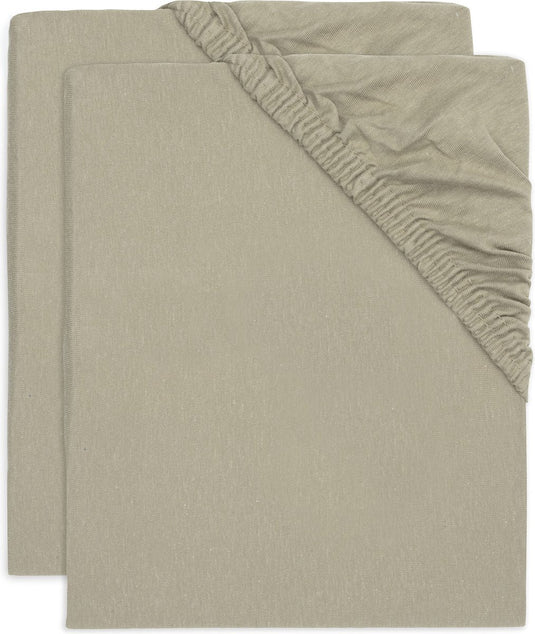Jollein - hoeslaken jersey 40 50x80 90cm - wieg, ledikant, babybed - olive green - 2 stuks