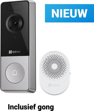 Ezviz hp8 3k slimme videodeurbel met chime – draadloze deurbel met camera –nachtzicht persoonsdetectie - eenvoudige installeren - wifi 6-geen maandkosten