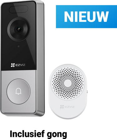 Ezviz hp8 3k slimme videodeurbel met chime – draadloze deurbel met camera –nachtzicht persoonsdetectie - eenvoudige installeren - wifi 6-geen maandkosten