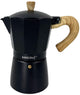 Kinghoff aluminium espressomaker kh-1888 – 12 kopjes – zwart met houten handvat – geschikt voor inductie - 600ml - percolator