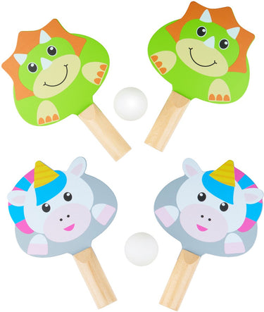 Eddy toys tafeltennis set 3 delig - table tennis set met 2 batjes en 1 bal - recreatieve tafeltennis set - verkrijgbaar in dino of eenhoorn design - 1 willekeurige set