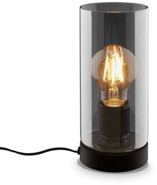 B.k.licht briloner fumi - tafellamp - slaapkamer - met glas - e27 fitting - zwart - bedlamp - ø10x24 cm