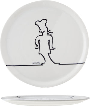 Cosy trendy pizzabord - ø 31cm - wit funnyline zwart