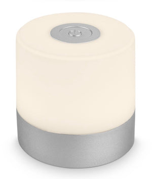 B.k.licht briloner - oplaadbare mini tafellamp - met usb-c - draadloos - dimbaar - buitenlamp - kinderlamp - 2.700k warm wit licht - 7x7 cm - chroom