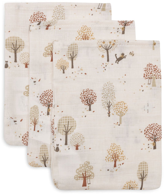 Jollein hydrofiele washandjes 15x20cm - tiny park - katoen - 3 stuks
