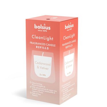 Bolsius clean light geurnavulling 20u cedarwood vetiver doosje a 2 stuks