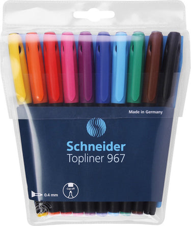Schneider schrijfwaren schneider fineliner - topliner 967 - lijnbreedte 0,4mm - set 10 stuks assorti - s-196790