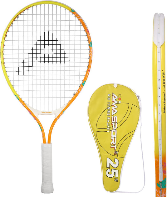 Ama sport kinder tennisracket oranje 25 inch – lichtgewicht junior racket met tas – ideaal voor beginners –
