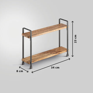 Metaltex - york lava - kruidenrek 2 etages - hout en metaal - 8 x 34 x 23 cm