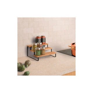 Metaltex - york lava - kruidenrek - 3 etages - 23 x 27 x 13 cm - hout en metaal