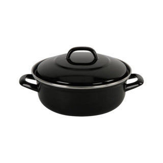 Bk fortalit emaille braadpan 24cm 2.5l – inductie braadpan – geëmailleerd staal – ovenbestendig tot 230 graden – geen antiaanbaklaag – met deksel – zwart blauw