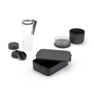 Brabantia make take ontbijt- en lunchset - 3-delig - kunststof - dark grey
