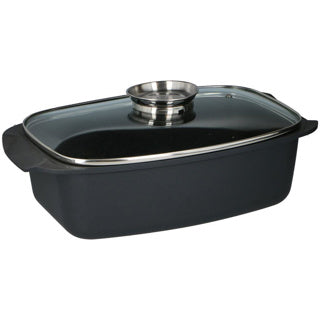 Afbeelding laden in galerijviewer, Alpina braadslee met glazen deksel 5.5l 39.5x22.5x10.8 cm zwart

