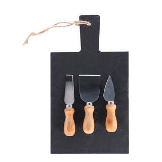 Load image into Gallery viewer, Kaasplank leisteen met 3 kaasmesjes | 2 stuks
