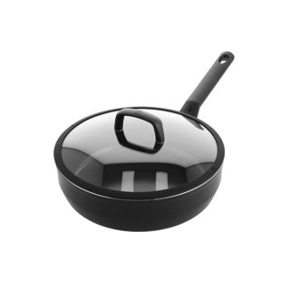 Afbeelding laden in galerijviewer, Bk easy induction hapjespan 24cm - 3.4l - pfas-vrije antikleeflaag - hapjespan inductie - keramische hapjespan - ovenbestendig tot 160°c - koudgrepen - met glazen deksel - zwart
