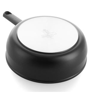 Afbeelding laden in galerijviewer, Bk easy induction hapjespan 24cm - 3.4l - pfas-vrije antikleeflaag - hapjespan inductie - keramische hapjespan - ovenbestendig tot 160°c - koudgrepen - met glazen deksel - zwart
