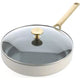 Bk sublime hapjespan 28cm met deksel - 3.6l - pfas-vrije antikleeflaag - hapjespan inductie - keramische pan -ovenbestendig tot 220°c - met glazen deksel - crème