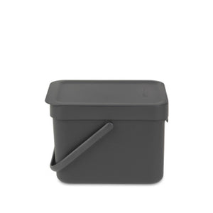 Brabantia afvalemmer sort go 6l grijs