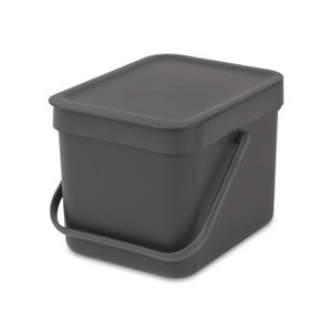 Brabantia afvalemmer sort go 6l grijs