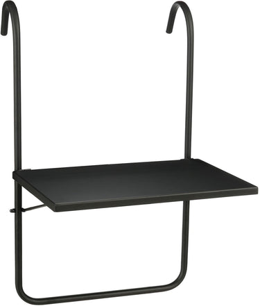 Mica decorations seatle hangtafel balkon - tafeltje buiten - plateau voor balkon - 57,5 x 38 cm - metaal - zwart