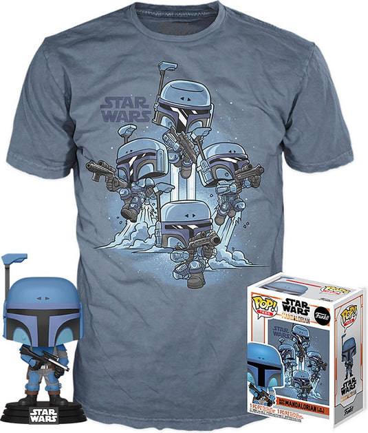 Funko star wars verzamelfiguur tshirt set pop! tee box the mandalorian blauw