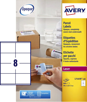 Verzendetiket avery block-out - 99 - 1 x 67 - 7mm wit doos 100 vel - 8 etiketten per vel