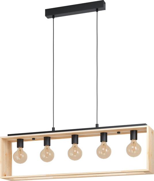 Eglo famborough - hanglamp - e27 - 100 cm - zwart hout