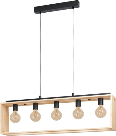 Eglo famborough - hanglamp - e27 - 100 cm - zwart hout
