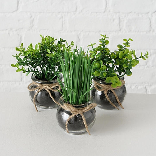 Boltze home kunstplant in glazen pot ø13x15cm