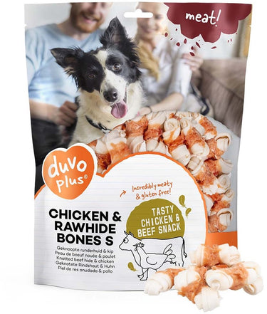 Duvo plus meat! snack kip runderhuid benen voor honden s-1kg