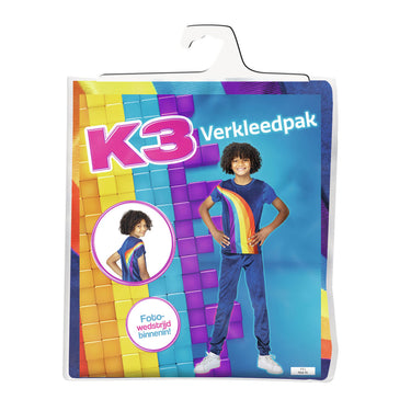 K3 verkleedkleding - verkleedpak regenboog blauw 3 5 jaar - maat 116