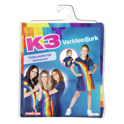 K3 Verkleedjurk Regenboog Blauw, 6-8 jaar