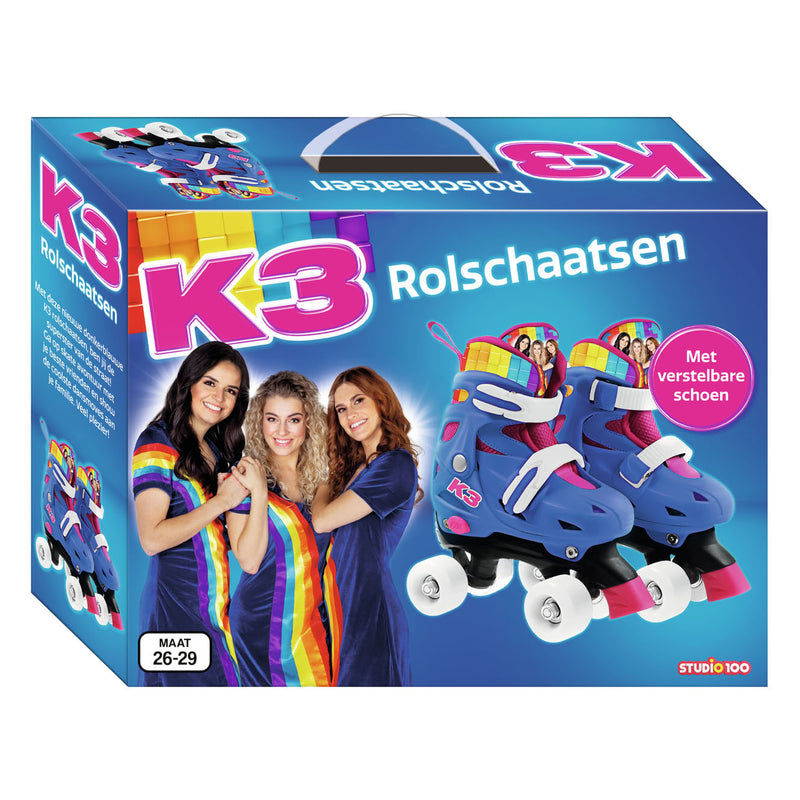 Load image into Gallery viewer, Studio 100 k3 rolschaatsen regenboog, maat 26-29
