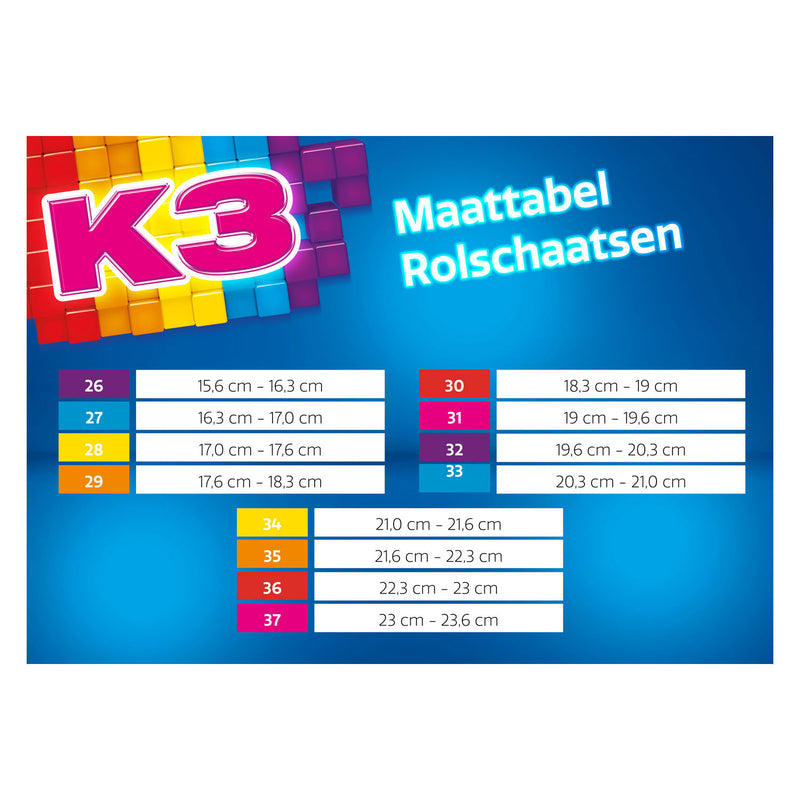 Afbeelding laden in galerijviewer, K3 rolschaatsen regenboog, maat 34-37
