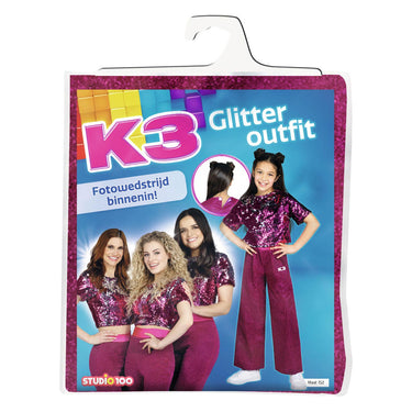 K3 verkleedpak roze, 9-11 jaar