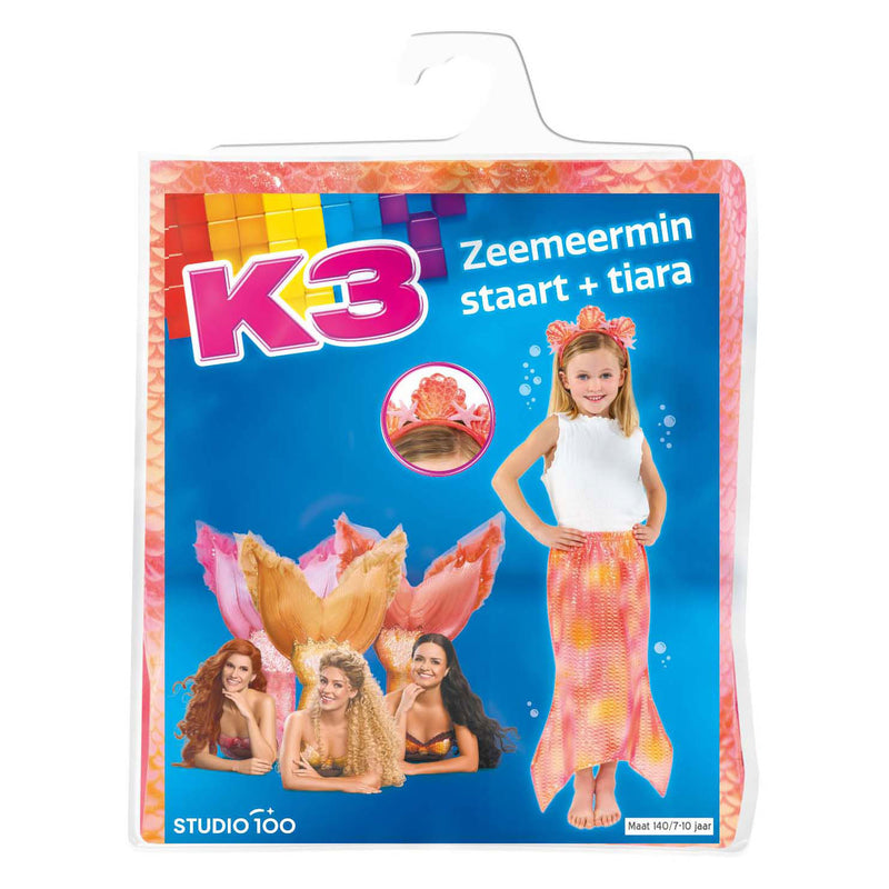 Afbeelding laden in galerijviewer, K3 zeemeerminstaart en tiara maat 140, 7-10 jaar
