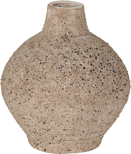 Woood sive decoratie vaas - klei - zand - 25x22x22
