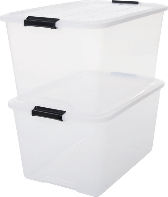 Iris topbox opbergbox - 45l - kunststof - transparant - set van 2